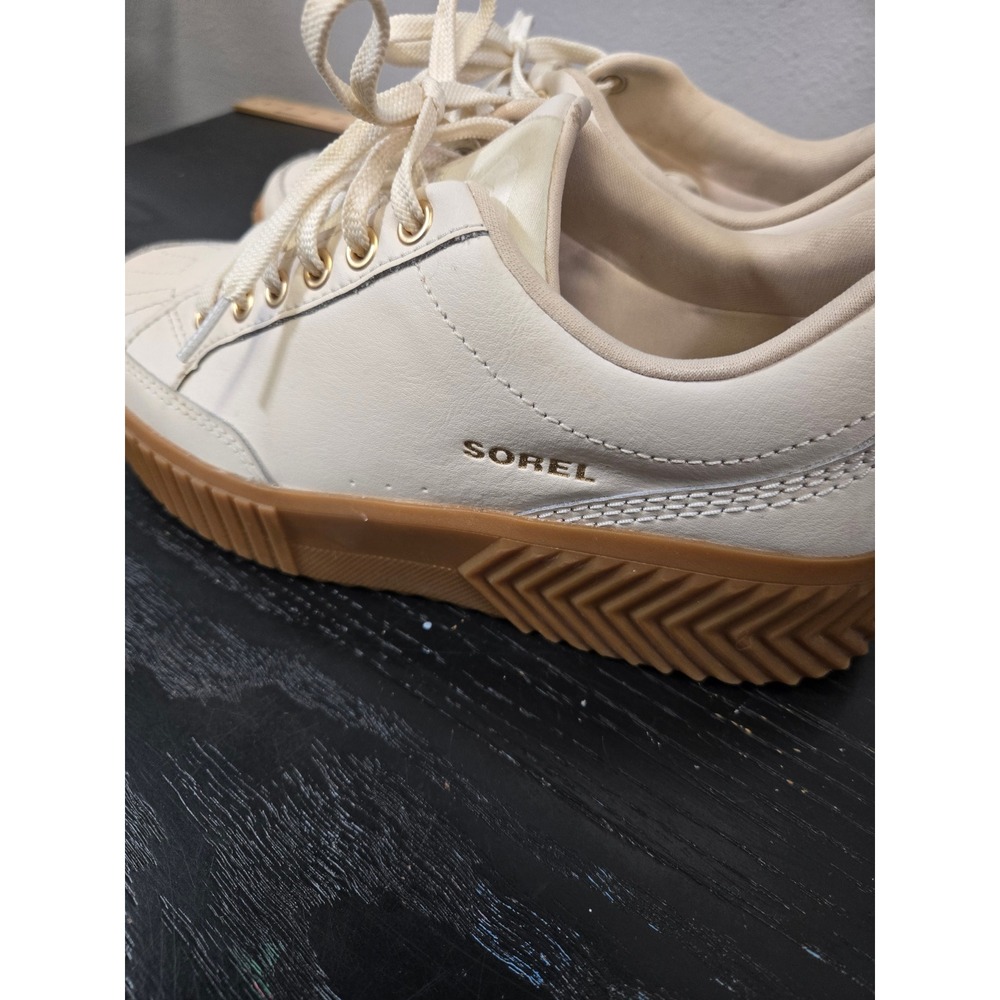 Sorel Out N About III Low Leather Platform Sneakers Cream Tan NL5310-191 Size 8 - Picture 5 of 7